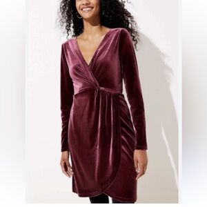 NWT LOFT Velvet Wrap Dress in Deep Burgundy size small